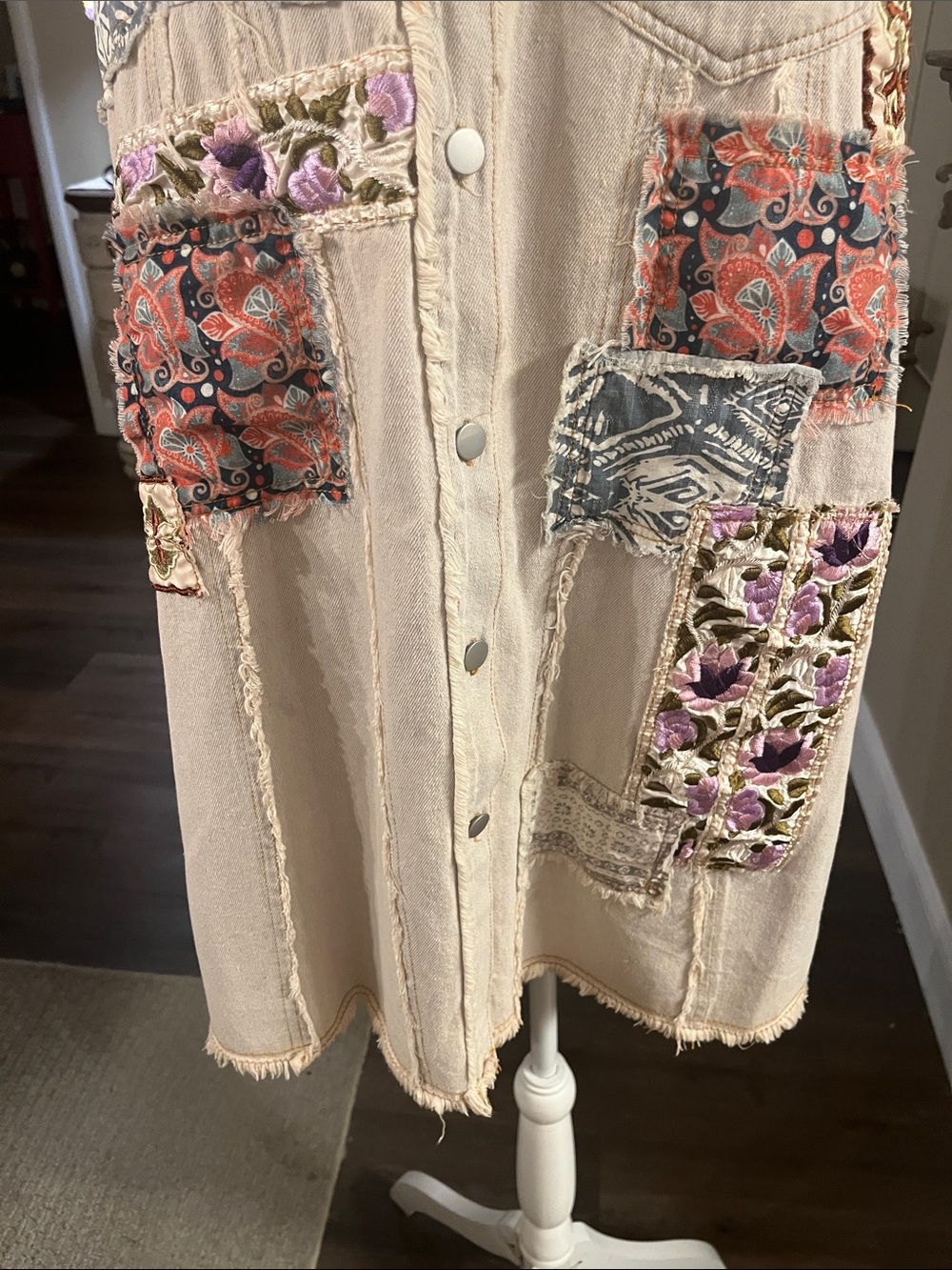 POL Beige Patchwork Midi Shirt Dress - Picture 6 of 11